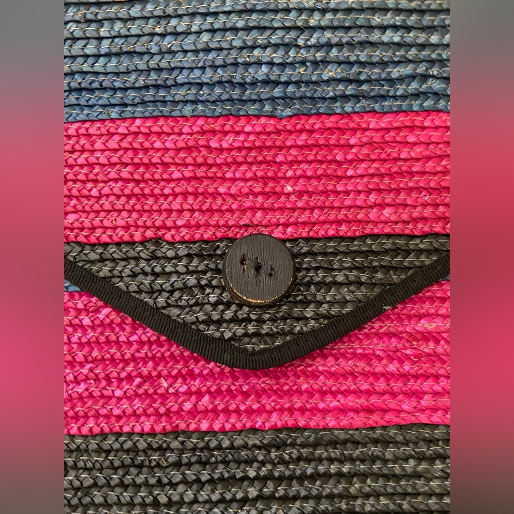 Vintage Woven Straw Colorful Striped Envelope Clutch for Summer - Picture 4 of 10